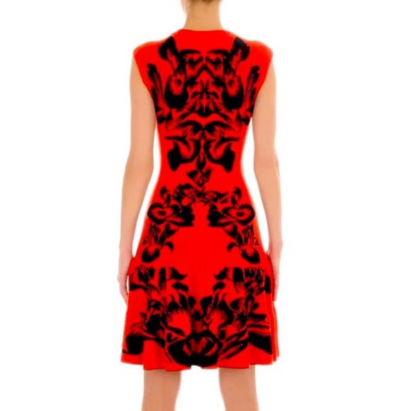 Alexander McQueen Dresses & Skirts - ICONIC McQ by Alexander McQueen  floral pattern coral/black skater skirt dress